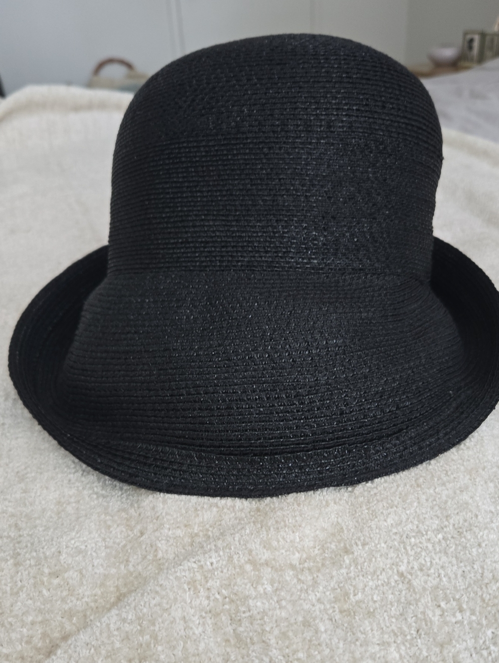 Jennifer Ouelette Black Straw Brimmed Hat